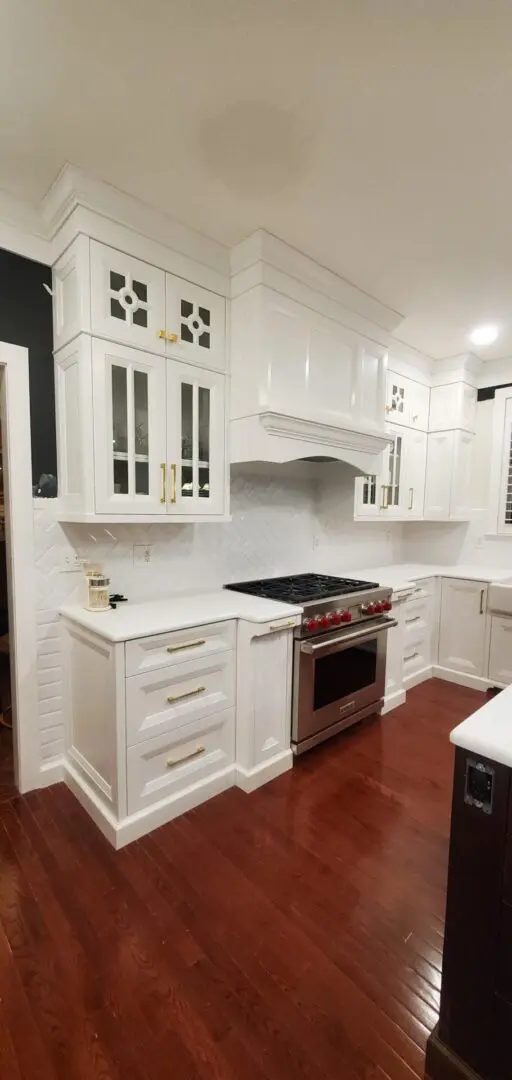 Full White Color Cabinet Space for a Kitchen