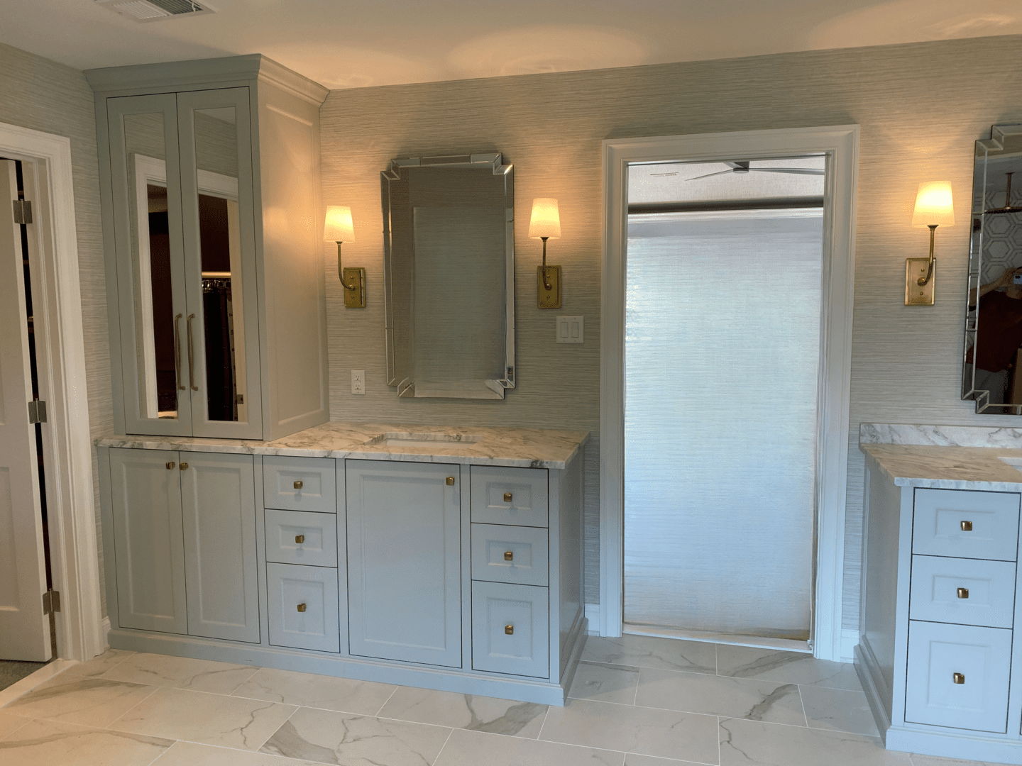 A Bathroom Space With Marble Flooring